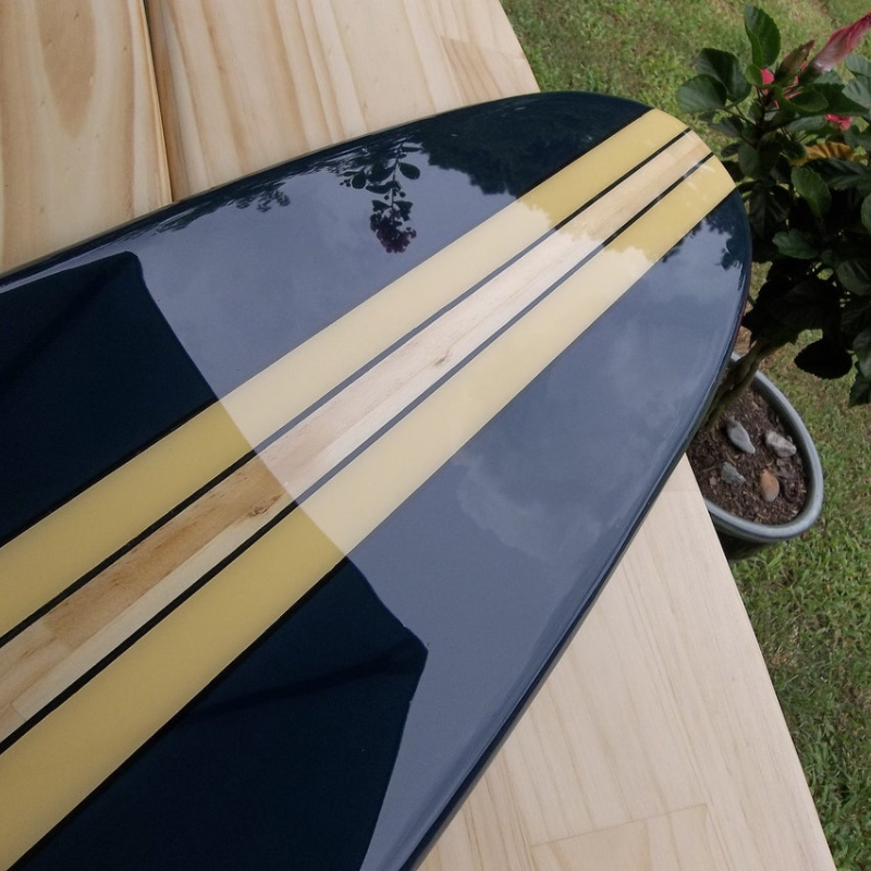 Navy Blue Wooden Surfboard Wall Art, Coastal Surfboard Wall Hanging Decor