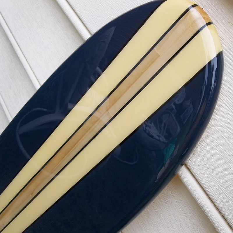 Navy Blue Wooden Surfboard Wall Art, Coastal Surfboard Wall Hanging Decor