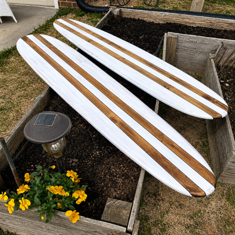 Distressed White Wooden Surfboard Wall Art, Handmade Coastal Surfboard Decor