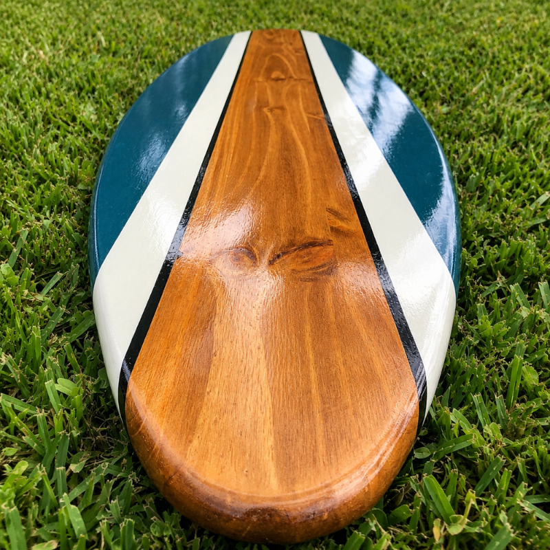 Seaside Blue Wooden Surfboard Wall Art, Handmade Coastal Surfboard Decor