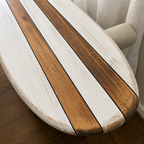 Handmade Distressed White Wooden Surfboard for Ocean Surfing.