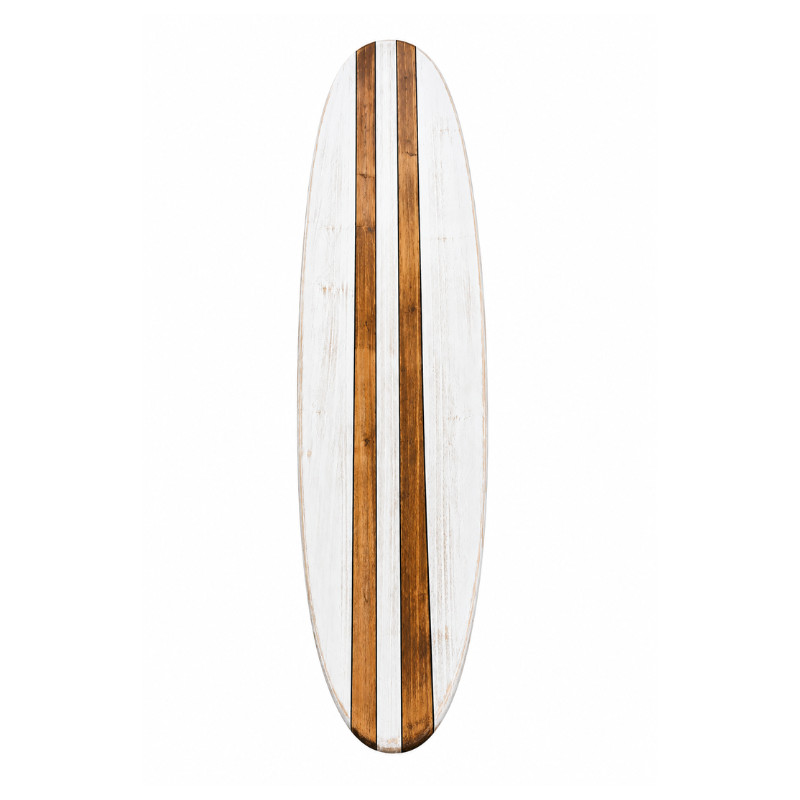 Distressed White Wooden Surfboard Wall Art, Handmade Coastal Surfboard Decor